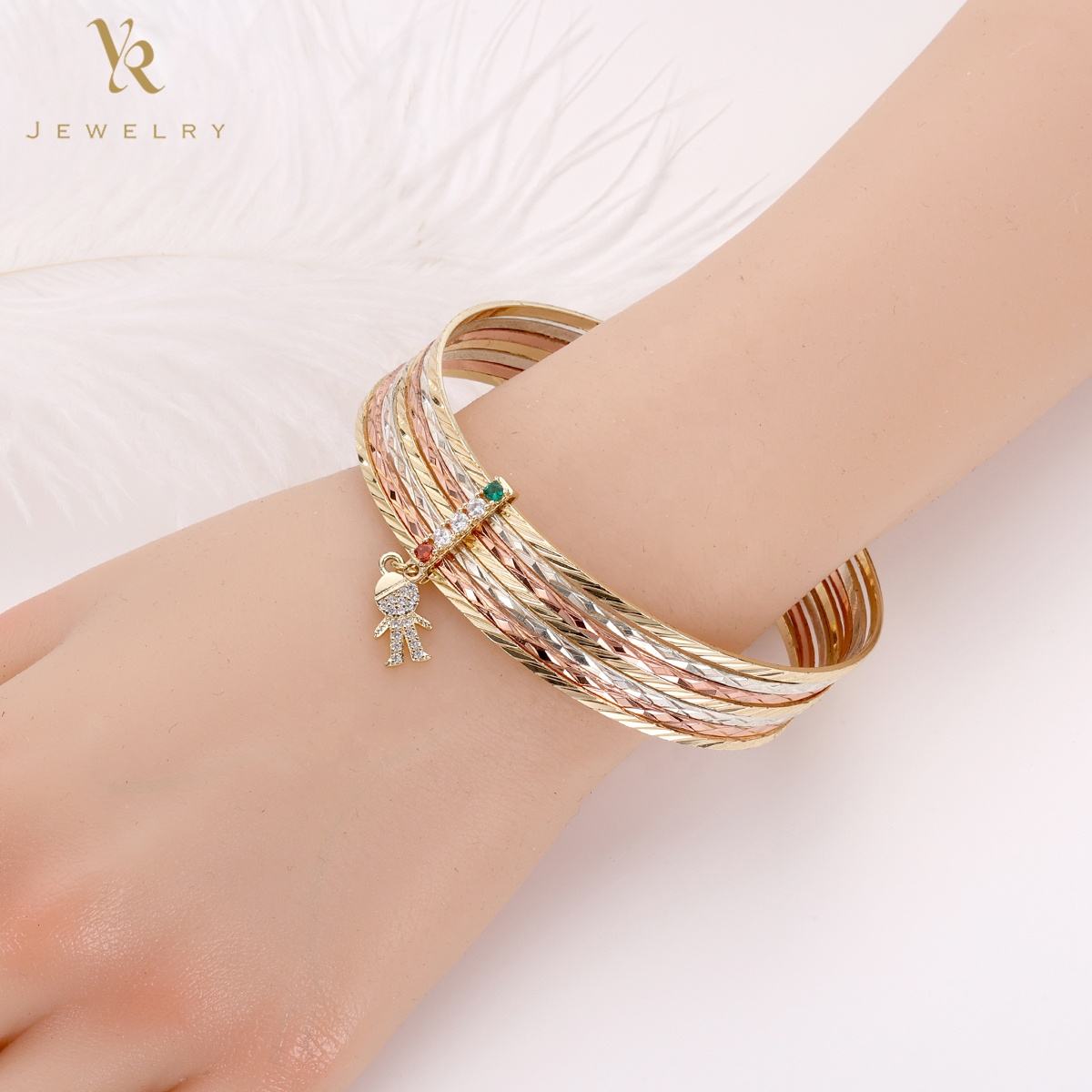 Catholic Tricolor Day Jewelry Trendy Religious Bangles - Main Image
