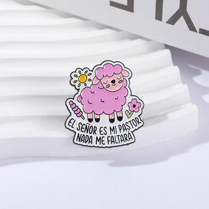 Broche <span class=keywords><strong>de</strong></span> Esmalte con Diseño <span class=keywords><strong>de</strong></span> Oveja Rosa y Jesús, <span class=keywords><strong>El</strong></span> Señor Es Mi Pastor, Nada Me Falte, Broches, Insignia <span class=keywords><strong>de</strong></span> Solapa, Joyería, Regalo para Amigos - Product Image 2