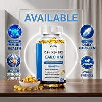 Compléments de calcium pour adultes avec étiquette personnalisée GMP, vitamines D3, K2, B12, soutien immunitaire, densité osseuse, muscles, capsules molles, livraison rapide