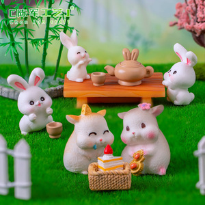 weij Landscape Little Rabbit Around the Fire Tea Party, aménagement paysager <span class=keywords><strong>de</strong></span> <span class=keywords><strong>jardin</strong></span> DIY, accessoires décoratifs, décoration <span class=keywords><strong>de</strong></span> bureau S - Product Image 3