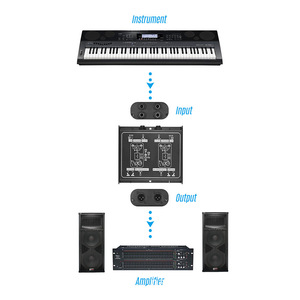 XTUGA DI2 Professional 2-Channel Metal DI Box <span class=keywords><strong>Audio</strong></span> <span class=keywords><strong>Converter</strong></span> Active Direct Box Low Noise pour Guitar Bass Show <span class=keywords><strong>Studio</strong></span> - Product Image 5