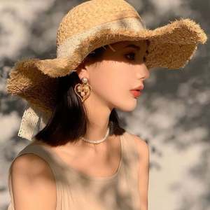 Sombrero de Rafia para Mujer, Estilo Casual, con Lazo, de Ala Ancha, para Protección Solar, para la Playa, para Actividades al Aire Libre, Venta Directa de Fábrica - Product Image 2