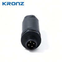 Connecteur circulaire industriel KRONZ M12 à 4 broches, codage A, assemblable sur site, PG9, tout plastique, mâle, étanche IP67