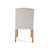 Chaise de salle à manger inclinable en PU blanc, dossier haut capitonné, assise épaisse rembourrée, pieds en bois naturel massif, élégante pour salon et chambre
