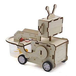 Kit de robot aspirateur en bois, 180mm x 95mm x 155mm, jouet scientifique manuel pour enfants, modèle éducatif - Product Image 3