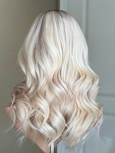 Glace Blonde Highlight Couleur Européenne Cheveux Dentelle Top Unique Noeud Lace Front Perruque Avec Diamant Dentelle pour les Femmes Perte de Cheveux - Product Image 4