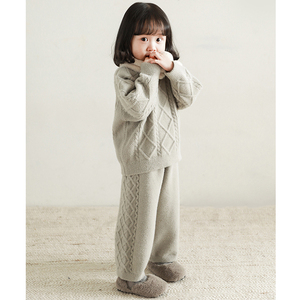 Conjuntos de Ropa de Invierno para Niñas, Tejido de Punto Acanalado, Suéter Grueso y Suave, Conjunto de 2 Piezas - Product Image 4