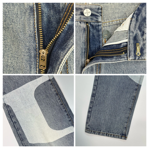Design Vintage svasato <span class=keywords><strong>Jeans</strong></span> da <span class=keywords><strong>uomo</strong></span> larghi a metà vita stampa con Design solido pantaloni in Denim - Product Image 4