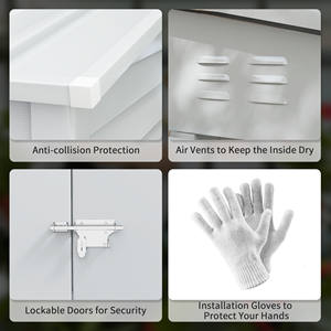 โรงเก็บของกลางแจ้ง Outsunny ขนาด 4.6' x 9' โครงเหล็ก, โรงเก็บของแบบพิงผนัง, บ้านเก็บเครื่องมือโลหะ - Product Image 1