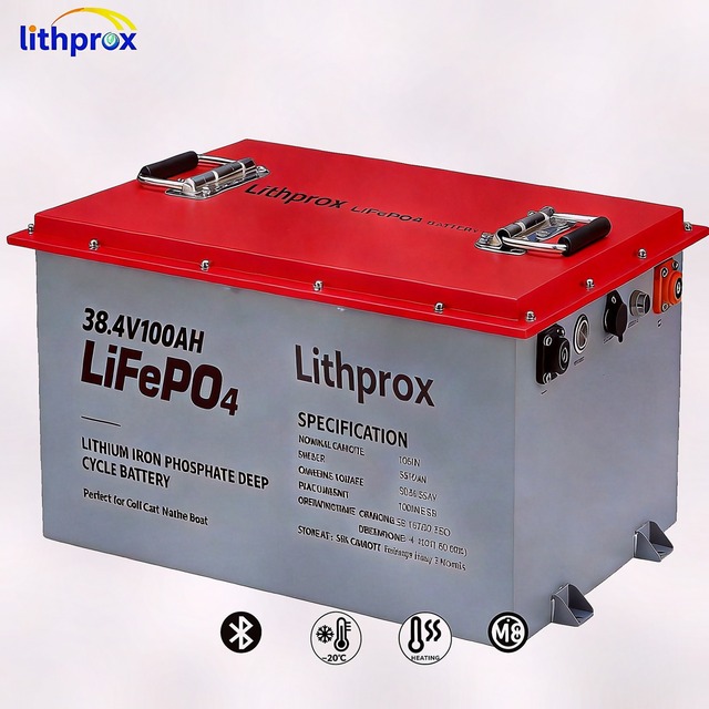 Marine LiFePO4 Deep Cycle Battery 38.4V 100AH Grade A Boat 6000 Cycles Bluetooth Smart BMS M8 Terminal CE RoHS IP67 OEM ODM