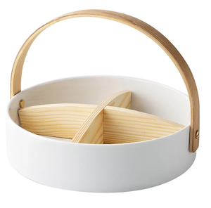 Nuevo cuenco portátil de cerámica para mezclar salsa de ensalada, mango de bambú, bandeja de postre de frutas de 6 pulgadas, platos para servir aperitivos, platos laterales - Product Image 1