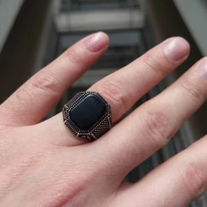 ZhuQian Wholesale Square Black Zircon Mens <strong>Watch</strong> <strong>Rings</strong> Punk Motor Biker Turkish Signet Unique Personality Dainty Jewelry - Product Image 4