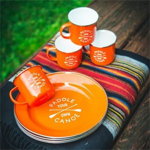 Assiettes rondes plates en acier émaillé, assiettes de camping durables, décoratives et écologiques avec logo personnalisé, vente en gros - Product Image 6