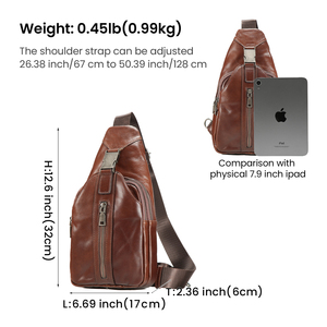 Bolso <span class=keywords><strong>de</strong></span> Pecho para <span class=keywords><strong>Hombre</strong></span> <span class=keywords><strong>de</strong></span> Cuero Genuino DUJIANG, Bolso <span class=keywords><strong>Bandolera</strong></span> Retro <span class=keywords><strong>de</strong></span> Moda, Duradero para Uso Diario, Modelo 6946 - Product Image 3
