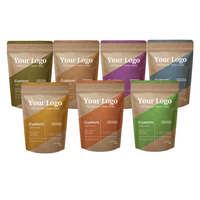 Sachets Doypack Refermables en Papier Kraft Brun Blanc pour Aliments, Poudre, Thé, Café – Emballages Zippés à Fond Plat