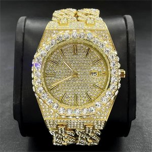 2025 Luxury Men Watches Waterproof Brand Hip Hop Iced Out Diamond Watch Men Double Layered Cuban Chain Quartz <strong>Clock</strong> for Male - Product Image 1