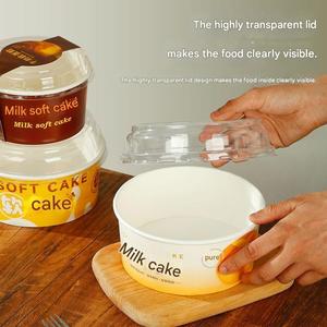 Disposable Food Grade PET/PP Round Paper Box & Cup for Baking Milk Cake Bread Soft Cake Pastry High Temperature Resistant