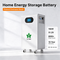 Batterie murale ou au sol LiFePO4 51,2V 16kWh 314Ah 10KW, prête pour l'entrepôt UE, pour système de stockage d'énergie solaire résidentiel pour villa