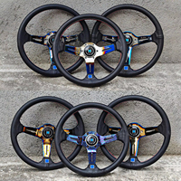Volant de voiture universel en alliage de cuir électroplaqué noir ND14 pouces, support de course modifié pour drift, prise 35 mm, 3 branches, haute performance