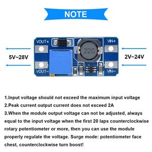 โมดูลการแปลง DC-DC MT3608, 2V-24V ถึง5V-28V ปรับสเต็ปขึ้นแรงดันไฟฟ้าควบคุมแหล่งจ่ายไฟสำหรับ Arduino - Product Image 4