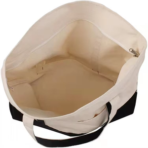 Sac fourre-tout en toile de coton biologique réutilisable avec poche, sacs fourre-tout en toile avec logo imprimé personnalisé pour femmes - Product Image 4