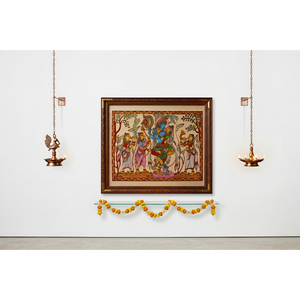 Peinture artisanale Pattachitra du Seigneur Krishna et des Gopis - Origine Odra - Décoration murale pour salon intérieur - Product Image 3