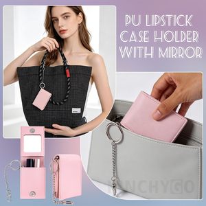 กระเป๋าใส่ลิปสติกแฟชั่นสำหรับผู้หญิง  วัสดุหนัง PU  แบบพกพา พร้อมกระจก - Product Image 3