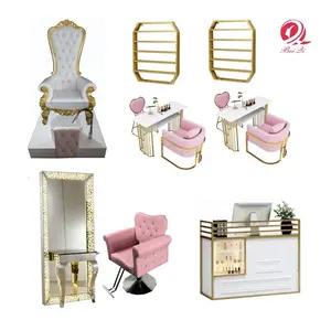 最畅销的美容沙龙商店设备粉红色造型美发椅女人