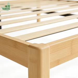 Cadre de lit plateforme minimaliste <span class=keywords><strong>en</strong></span> bambou avec tête de lit, support <span class=keywords><strong>à</strong></span> <span class=keywords><strong>lattes</strong></span> robuste, cadre de lit <span class=keywords><strong>en</strong></span> bambou écologique, conception silencieuse - Product Image 2
