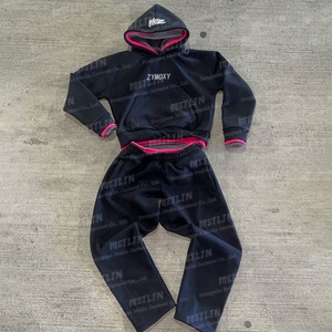 Conjunto de Chándal Oversize de Tela Gruesa para Fabricantes de Ropa, con Sudadera con Capucha de Doble Capa y Pantalones de Chándal con Tres Cinturas Ajustables - Product Image 2