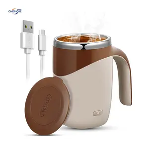 Caneca de café com agitação magnética auto-recarregável, caneca de café com agitação automática em aço inoxidável