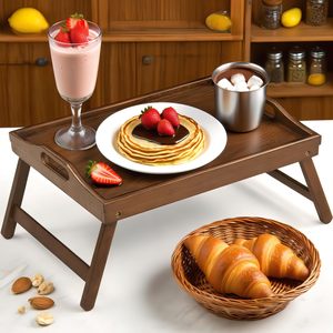 침대 테이블 소파용 접이식 다리가 있는 대나무 아침 식사 트레이 테이블 - 접이식 다리가 있는 대나무 식사 및 노트북 트레이 - Product Image 6