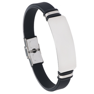 Casual Personalize Engrave Silicone Bracelets for <b>Men</b> Women Stainless Steel ID Custom Sports Gifts Jewelry - Product Image 6