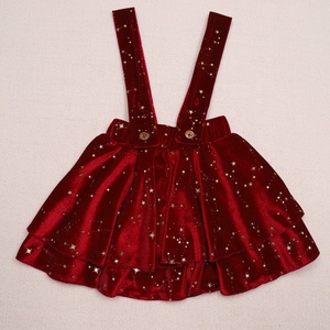 Vente en gros 2025 personnalisé fille Boutique Style <span class=keywords><strong>velours</strong></span> <span class=keywords><strong>jupe</strong></span> salopette enfants deux couches étoiles dorées jarretelle dans un style doux - Product Image 3