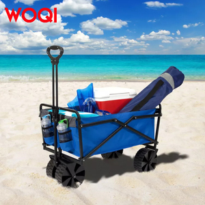 WOQI Wagon de voiture <span class=keywords><strong>utilitaire</strong></span> pliable réglable et robuste chariot de <span class=keywords><strong>camping</strong></span> <span class=keywords><strong>en</strong></span> plein air pour plage pique-nique pliable traction randonnée - Product Image 5