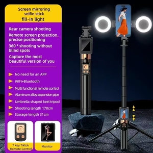 Cl-07 sáng tạo hợp kim nhôm LCD màn hình hiển thị đa chức năng không dây điều khiển từ xa điện thoại di động Chân máy Selfie Stick - Product Image 4