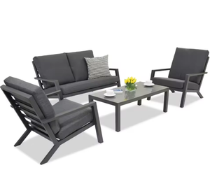 Ensemble <span class=keywords><strong>de</strong></span> canapés d'extérieur modernes Yoho en aluminium, <span class=keywords><strong>4</strong></span> pièces, 3 places, durables, pour jardin, patio, <span class=keywords><strong>balcon</strong></span>, résistant à l'eau et aux intempéries, salle à manger, <span class=keywords><strong>salon</strong></span> - Product Image 1