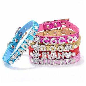 <span class=keywords><strong>Collar</strong></span> para Perro Qbellpet Bling DIY con Letras del Alfabeto Deslizables, Nombre de Mascota con Pedrería, Material de Nailon y Decoración de Cinta - Product Image 1