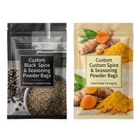 Sachet d'assaisonnement personnalisé en aluminium à trois soudures pour emballage de poudre de poivre noir, herbes et curcuma pour steak