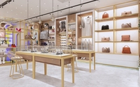 Mobilier de magasin de chaussures et sacs, aménagement de boutique pour femmes, design intérieur de magasin de sacs à main