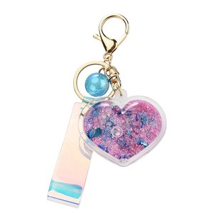 Biểu Tượng Tùy Chỉnh Sáng Tạo Dầu Cát Lún Tình Yêu Hình Dạng Long Lanh Acrylic Nhựa Keychain Dễ Thương Vài Trái Tim Chất Lỏng Đầy Keychain - Product Image 5