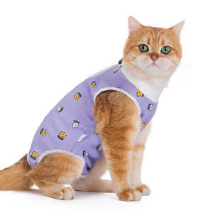 Traje de recuperación cómodo para gatos de fábrica, con cuello elástico, tela transpirable, ropa de dibujos animados para mascotas, camisa quirúrgica transpirable para gatos - Product Image 2