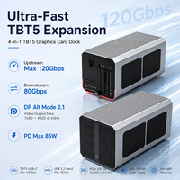 Dock Kartu Grafis Thunderbolt 5, Enclosure GPU Eksternal 120Gbps dengan Slot PCIe 3.0 X16, Port TBT5 Ganda untuk Gaming/Workstation