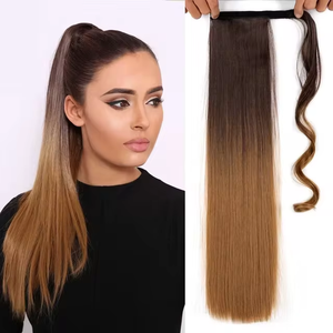Extensions <span class=keywords><strong>de</strong></span> cheveux synthétiques longues droites 22 pouces Clip dans les postiches Noir Blonde Enrouler autour des extensions <span class=keywords><strong>de</strong></span> cheveux <span class=keywords><strong>de</strong></span> <span class=keywords><strong>queue</strong></span> <span class=keywords><strong>de</strong></span> <span class=keywords><strong>cheval</strong></span> - Product Image 4