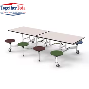 Table et chaises de cantine scolaire modernes en métal pour 8 personnes, meubles de salle à manger - Product Image 4