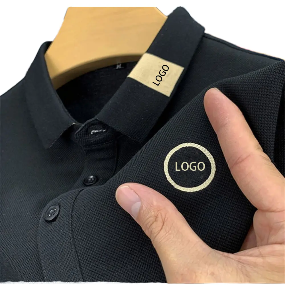 Camiseta de algodão para homens, logotipo bordado com algodão de alta qualidade, uniforme casual de golfe simples, camiseta polo