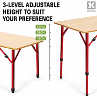 Table pliante réglable en hauteur, table pliante en bambou Moso, ensemble table et chaises de camping à ouverture rapide pour le camping