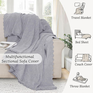 Funda de <span class=keywords><strong>Sofá</strong></span> en Forma de L de Chenilla Azul Grisáceo, Suave al Tacto, Protección Contra Arañazos, para Sala de Estar, Entrega a Tiempo - Product Image 3