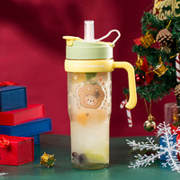 Gobelet isotherme d'été en plastique grande capacité, design élégant, avec double paille pour le sport, idéal pour l'hydratation quotidienne et les activités de plein air