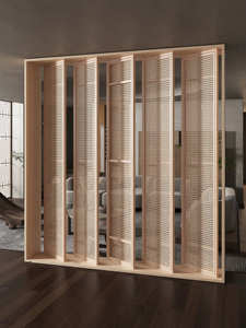Cloison entreprise bois massif <span class=keywords><strong>rotin</strong></span> tissé écran cloison moderne simple salon entrée barrière écran - Product Image 4